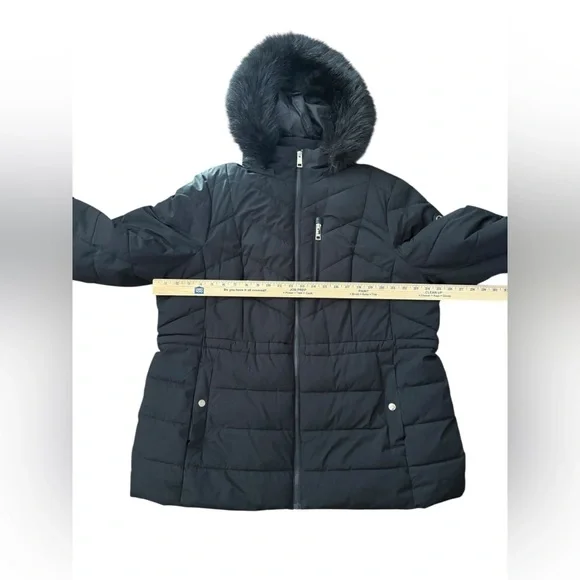 Michael Kors Women's Hooded Faux Fur-Trim Puffer Jacket 2X Black - Picture 4 of 8